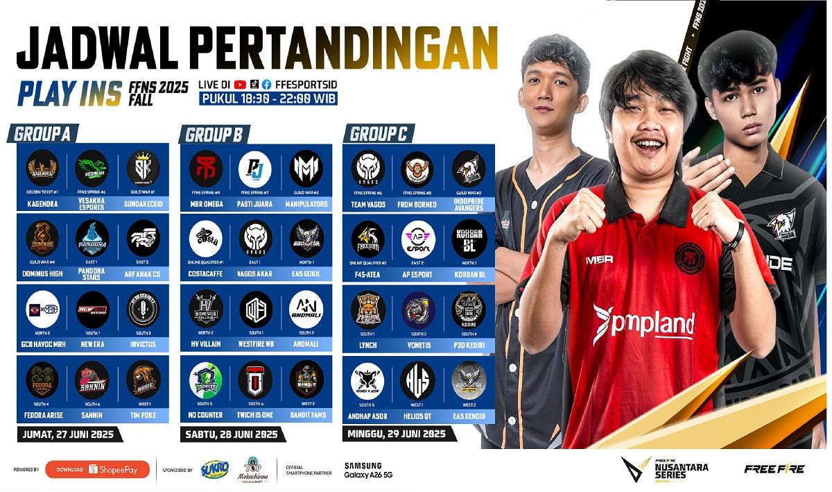 36 Tim Berebut Tiket Grand Finals di Babak Play-Ins FFNS 2025 Fall Powered by ShopeePay